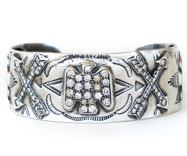 Sterling Silver and Diamond  Native American Motif