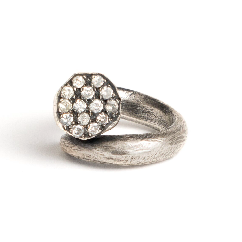 Sterling Silver Nail Ring with Diamonds