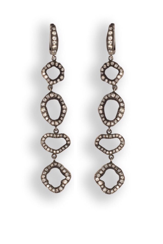 Sterling Silver Earrings with Pave Diamonds