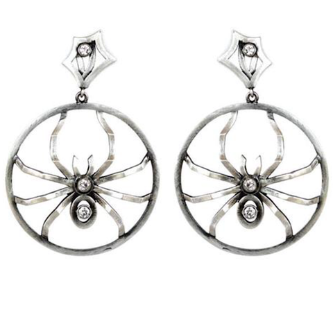 Sterling Silver and Diamond  Hoops with Removable Spiders